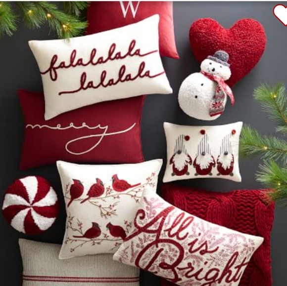 Pottery Barn All is Bright Embroidered Lumbar Pillow Cover 16" x 26" - Picture 8 of 12